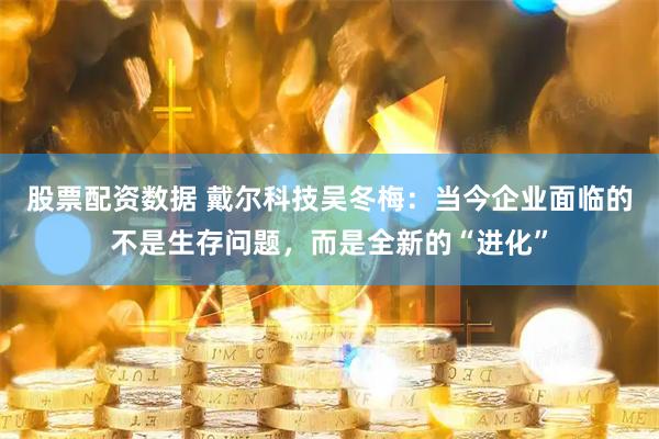 股票配资数据 戴尔科技吴冬梅：当今企业面临的不是生存问题，而是全新的“进化”