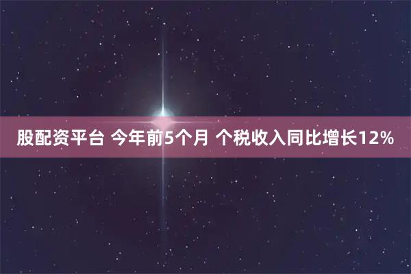 股配资平台 今年前5个月 个税收入同比增长12%